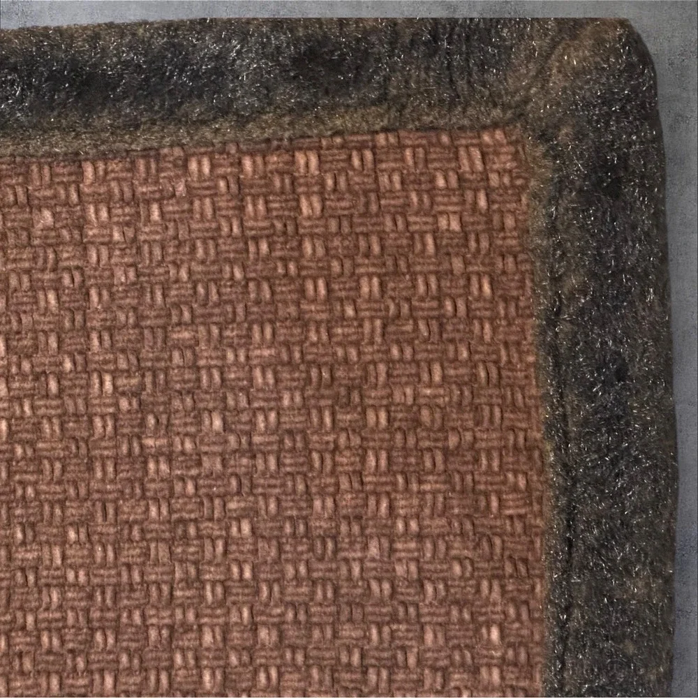 Pottery Barn Brown Basketweave Throw‎ Blanket Faux Fur Trim 58x48 Cozy Winter